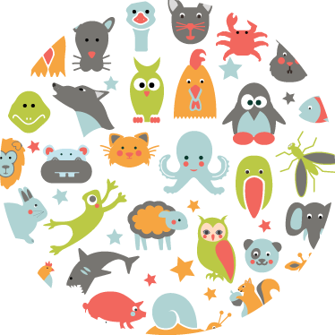 Tapis vinyle animal animaux en cercle - TenStickers