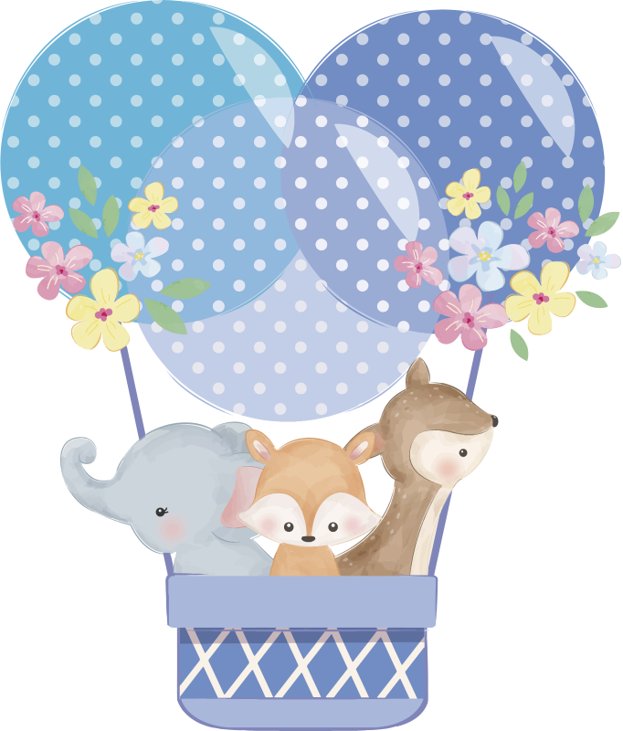Tapis vinyle animal montgolfière animaux aquarelle - TenStickers