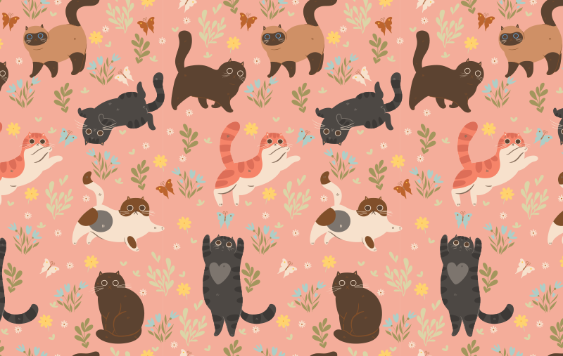 Tapis vinyle animal motif chats sans couture - TenStickers
