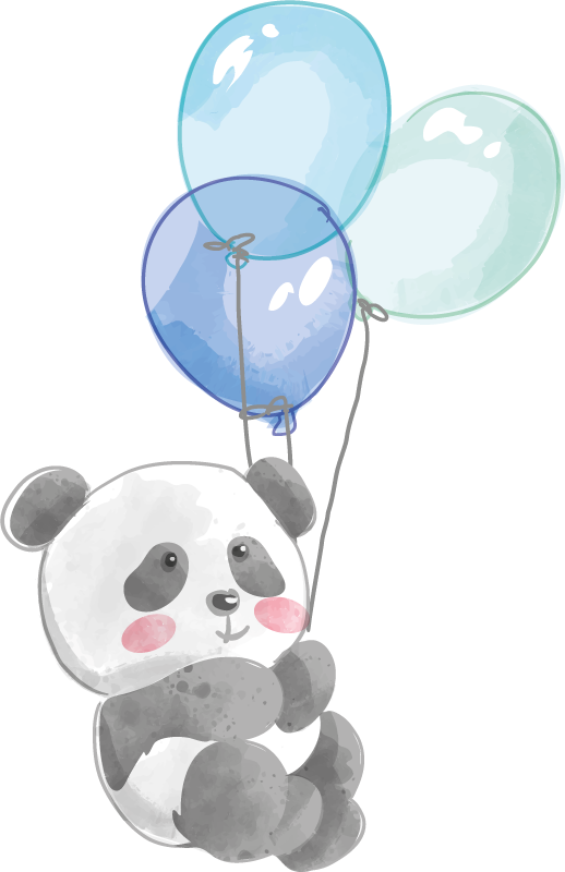 Tapis vinyle animal bébé banda tenant trois ballons - TenStickers