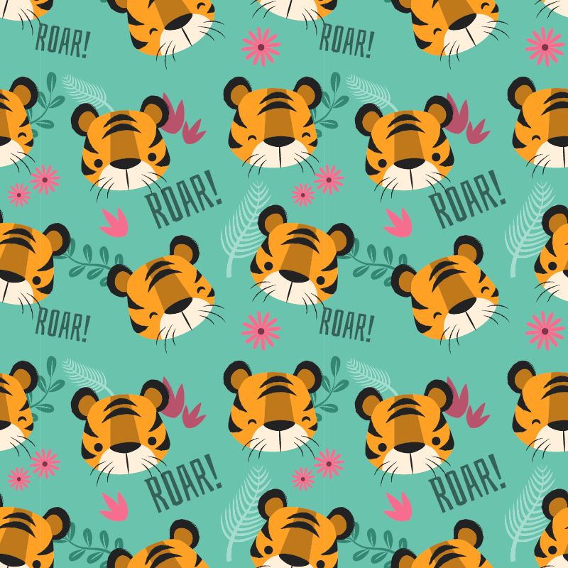 Tapis vinyle animal bébés tigres rugissants - TenStickers