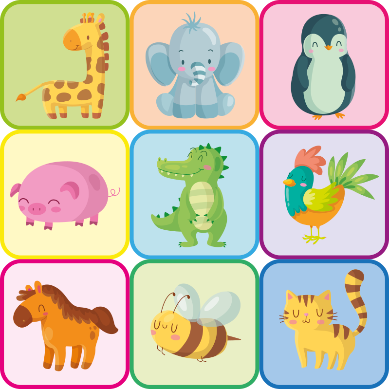 Tapis vinyle animal carreaux colorés - TenStickers