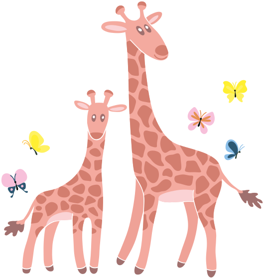 Tapis vinyle animal girafe papillon parent et enfant - TenStickers