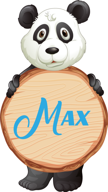 Tapis vinyle animal panda avec prénom - TenStickers