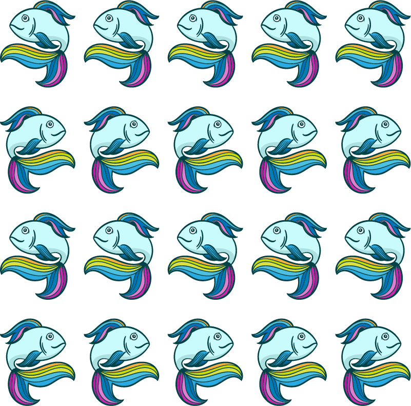 Tapis vinyle animal poisson néon bleu - TenStickers