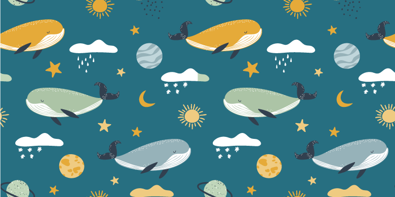Tapis vinyle animal motif baleine tendance - TenStickers