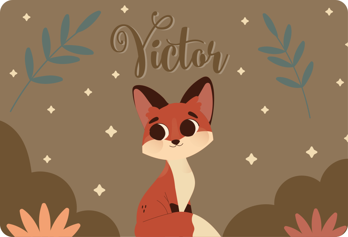 Tapis vinyle animal renard mignon pour garçon avec nom - TenStickers