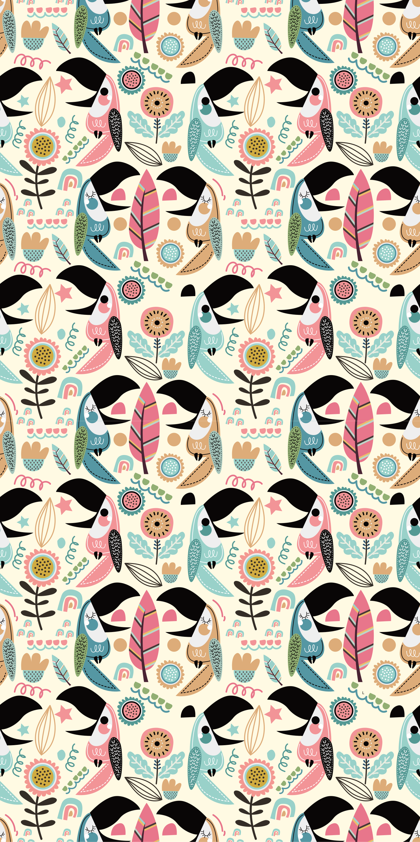 Tapis vinyle animal feuilles pastel nordiques bleues - TenStickers