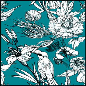 Tapis vinyle animal motif élégant oiseaux sauvages blancs - TenStickers