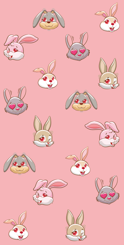 Tapis vinyle animal ensemble clipart lapin - TenStickers