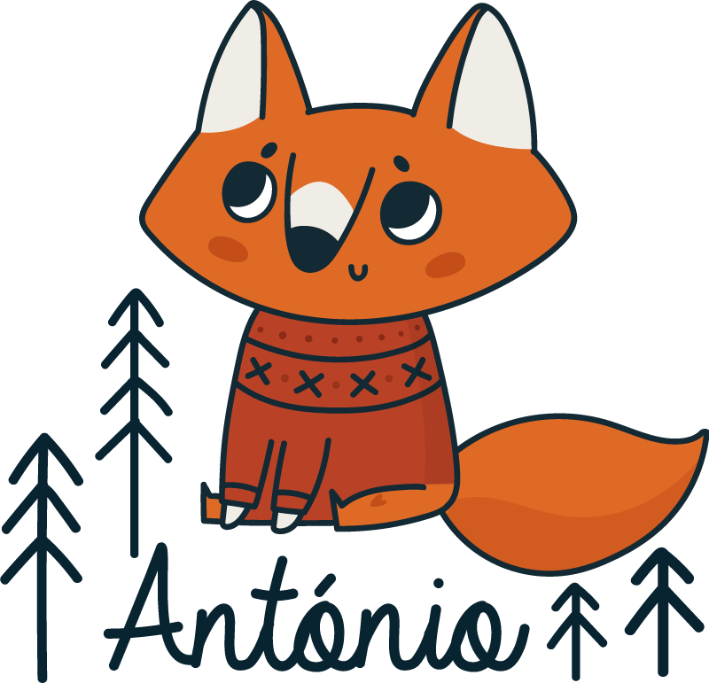 Tapis vinyle animal renard nordique avec nom - TenStickers