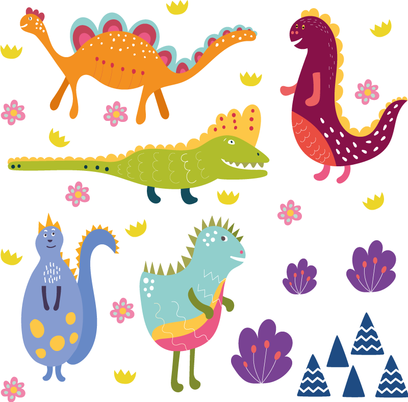 Tapis vinyle animal dinosaure nordique peint à la main - TenStickers