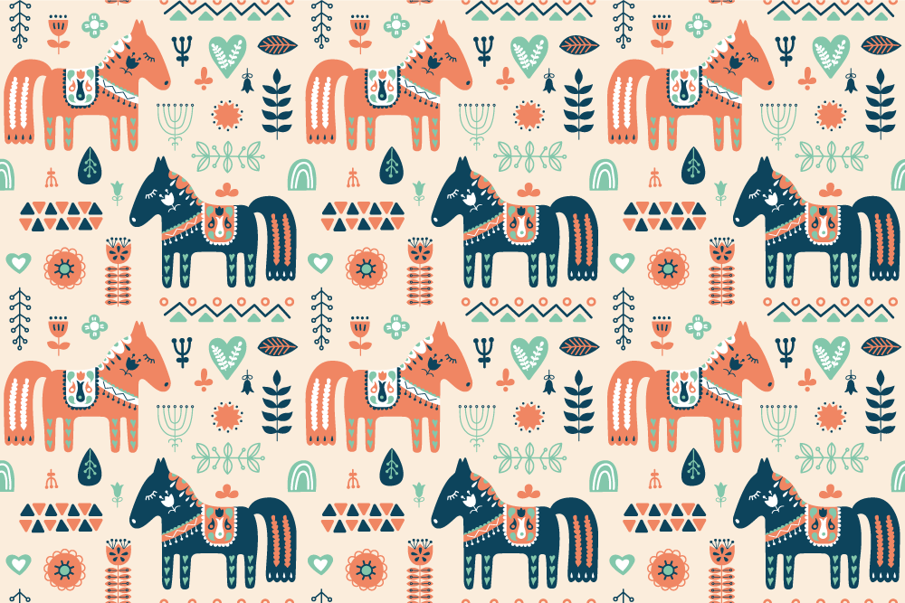 Tapis vinyle animal feuillage nordique sur fond beige - TenStickers