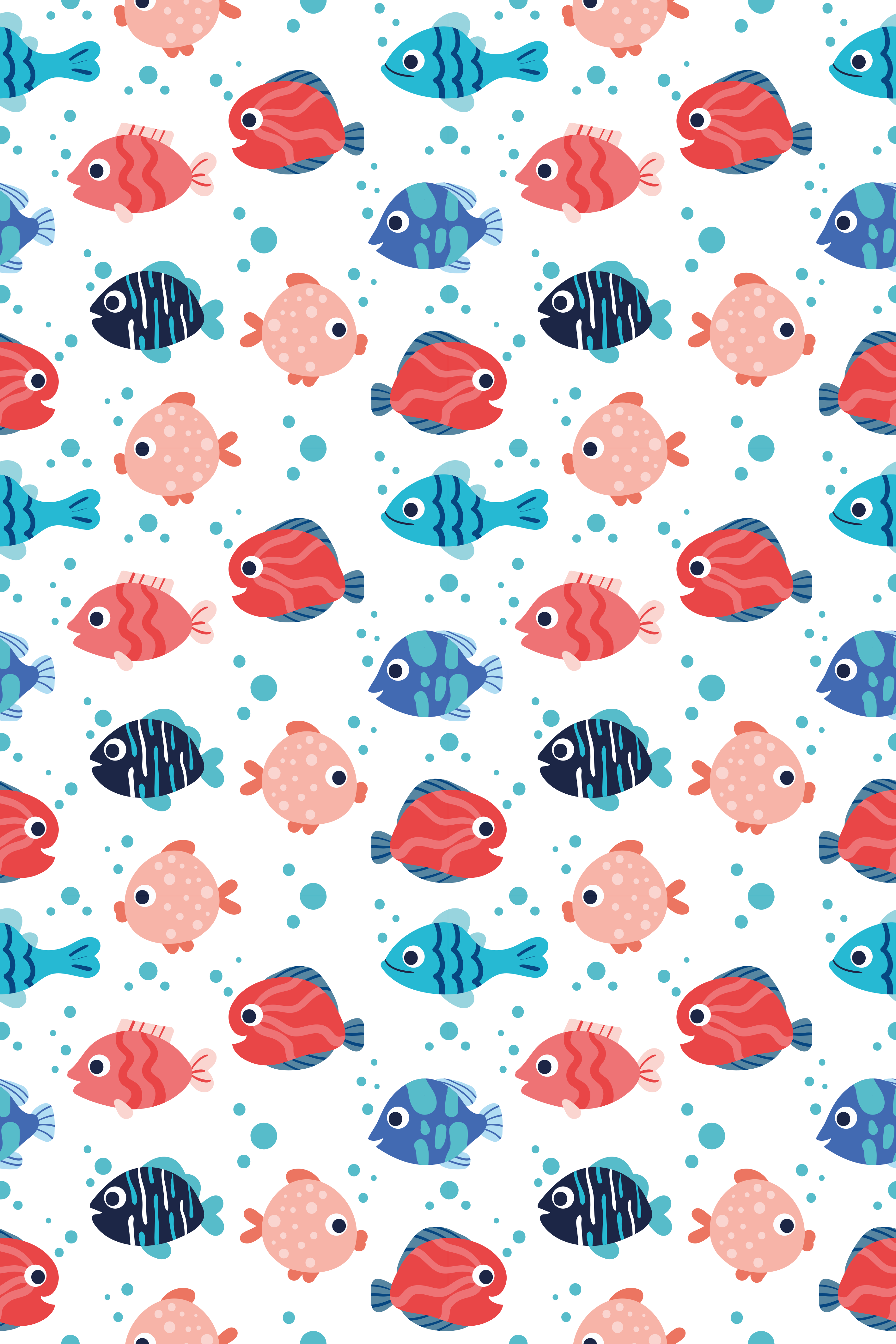 Tapis vinyle animal poissons roses et bleus - TenStickers