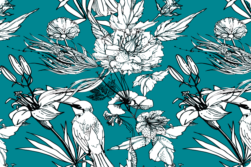 Tapis vinyle animal motif élégant oiseaux sauvages blancs - TenStickers