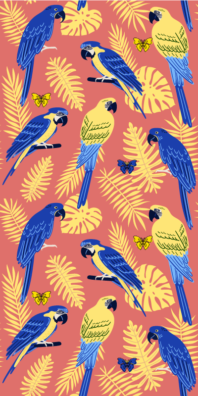Tapis vinyle animal perroquets et papillons - TenStickers