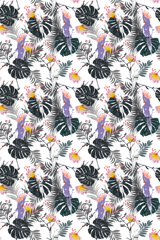 Tapis vinyle animal perroquets rouges et violets - TenStickers