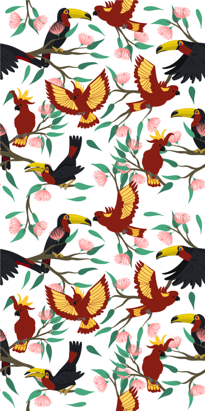 Tapis vinyle animal perroquets et toucans volants - TenStickers