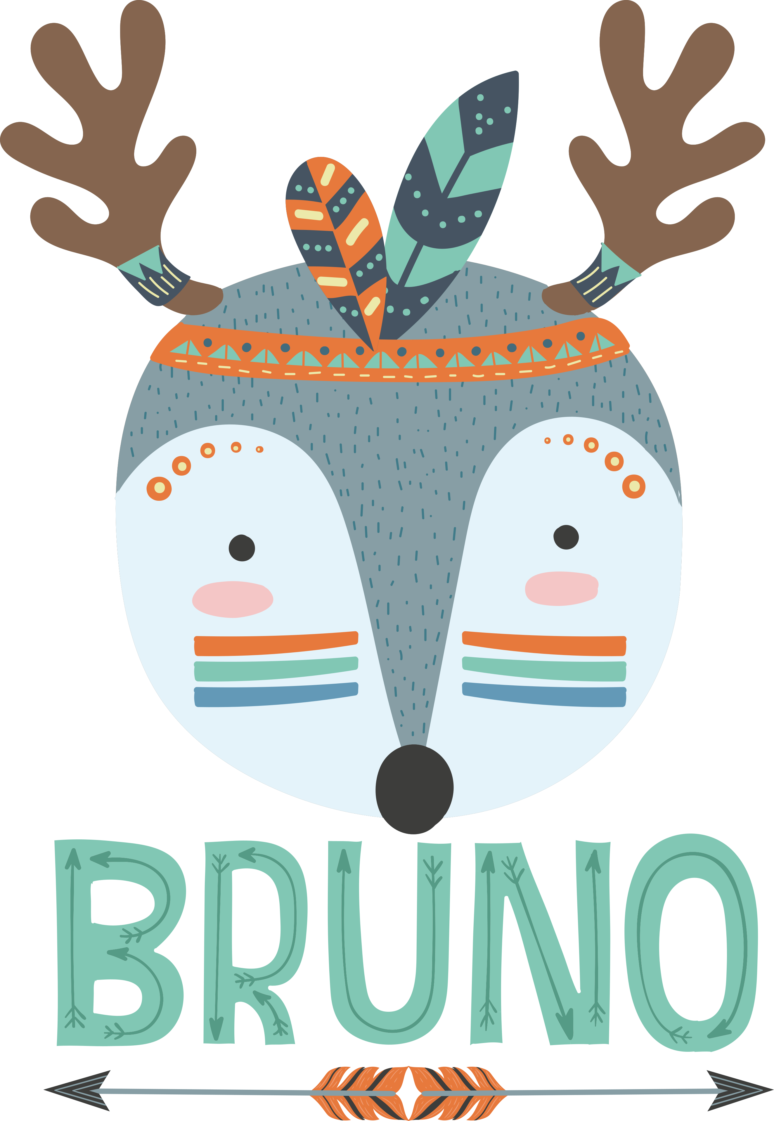 Tapis vinyle animal renne nordique avec nom - TenStickers