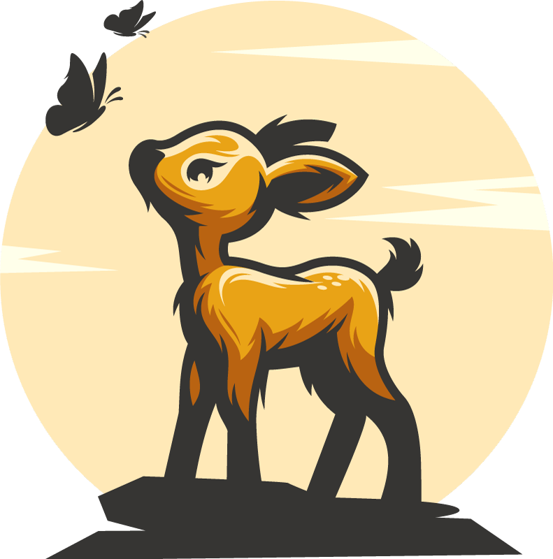 Tapis vinyle animal cerf et papillons - TenStickers