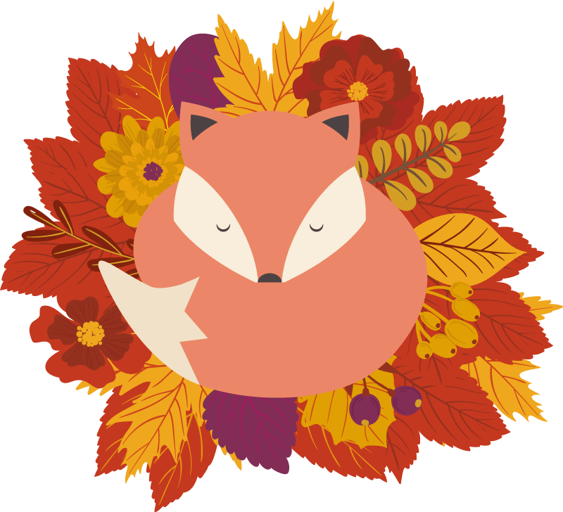 Tapis vinyle animal renard avec feuilles - TenStickers