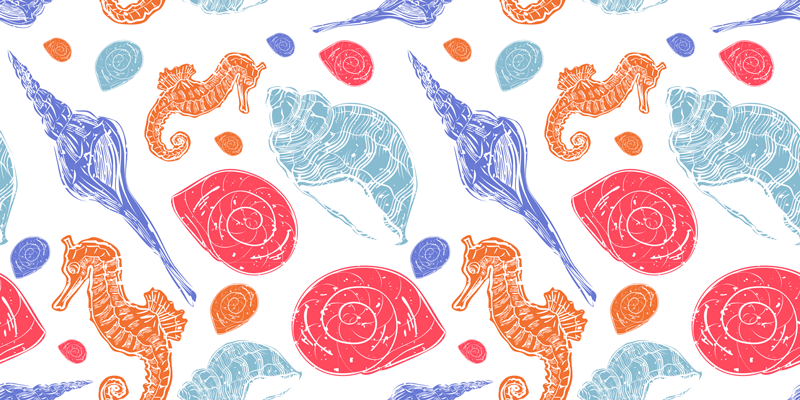 Tapis vinyle animal créatures marines colorées - TenStickers