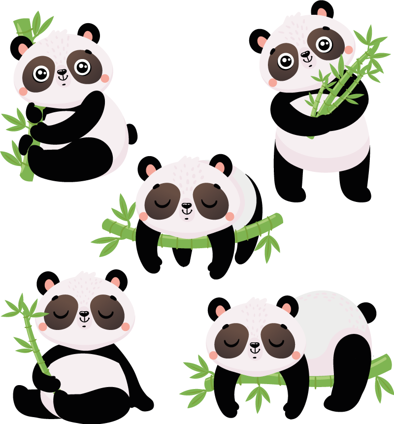 Tapis vinyle animal illustrations de panda mignonnes - TenStickers