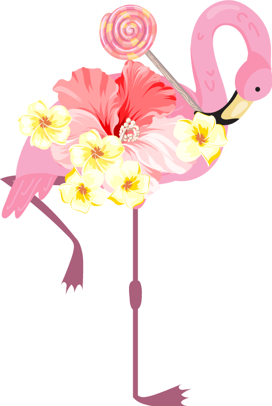 Tapis vinyle animal flamant rose floral - TenStickers
