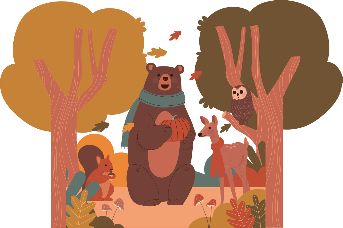 Tapis vinyle animal créatures forestières d'automne - TenStickers