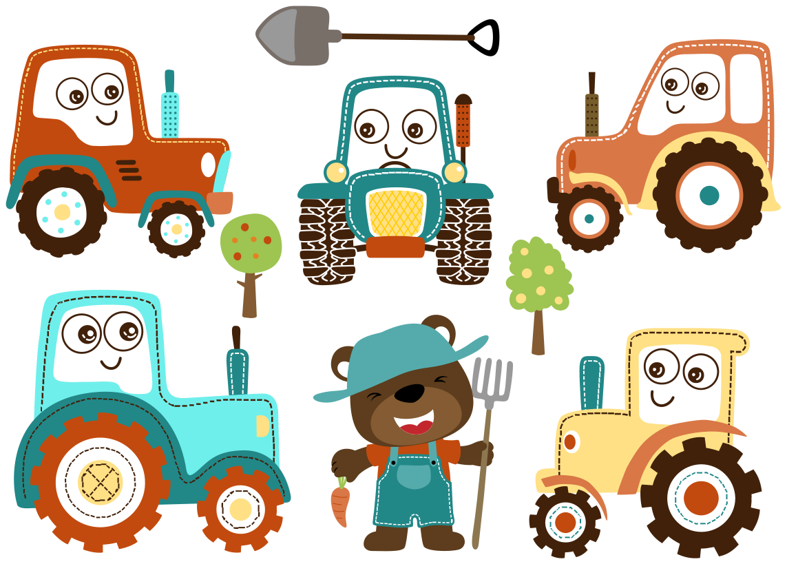 Tapis vinyle animal personnages de tracteur mignons - TenStickers