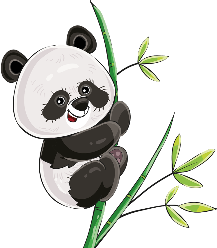 Tapis vinyle animal panda grimpant sur bambou - TenStickers