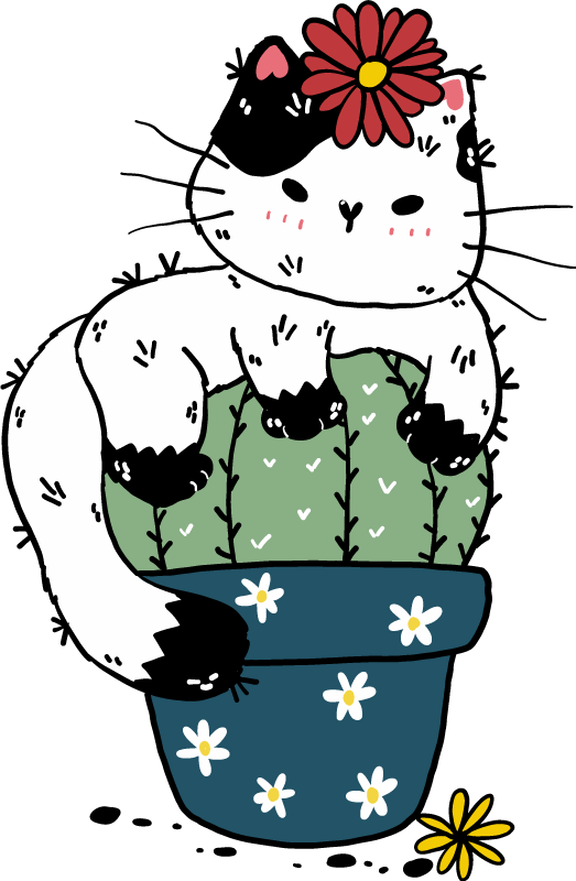 Tapis vinyle animal chat joueur cactus - TenStickers