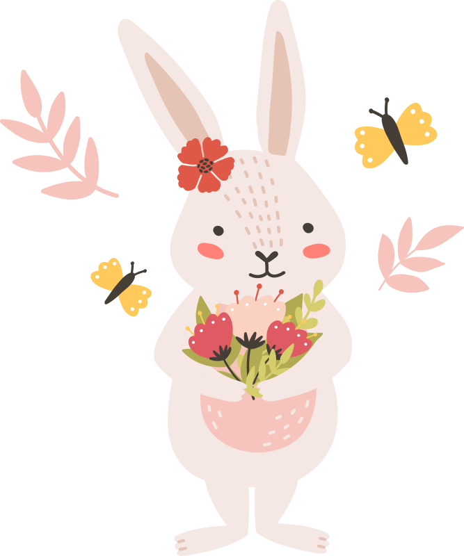 Tapis vinyle animal œuvre d'art adorable lapin - TenStickers