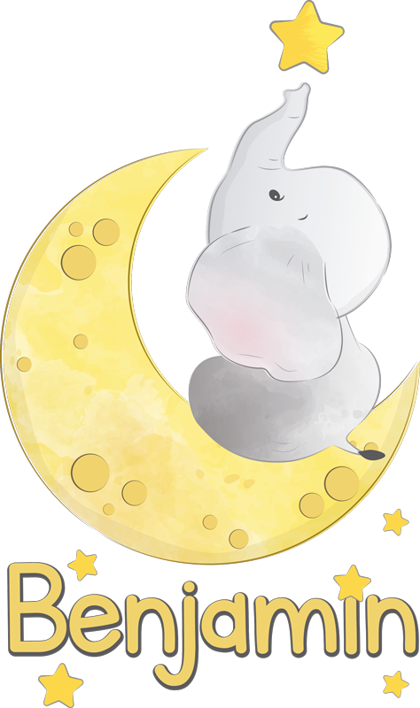 Tapis vinyle animal lune et étoiles avec nom - TenStickers