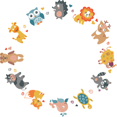 Tapis vinyle animal bébés animaux en cercle - TenStickers