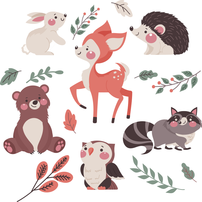 Tapis vinyle animal animaux de la forêt en automne - TenStickers