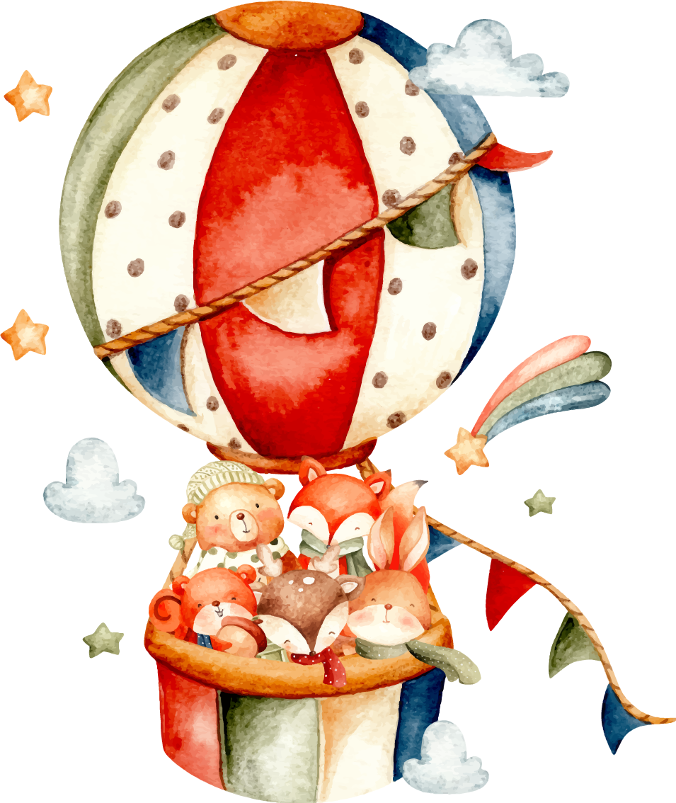 Tapis vinyle animal animaux suspendus sur des ballons - TenStickers