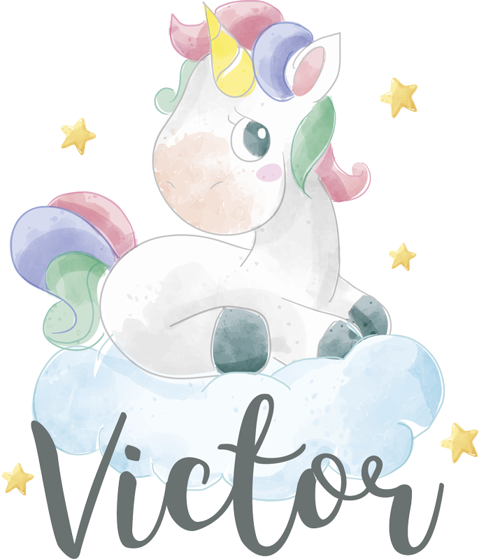Tapis vinyle animal licorne aquarelle et nuages - TenStickers