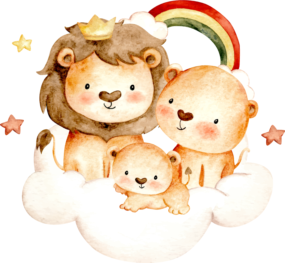 Tapis vinyle animal bébés animaux avec étoiles et nuages - TenStickers