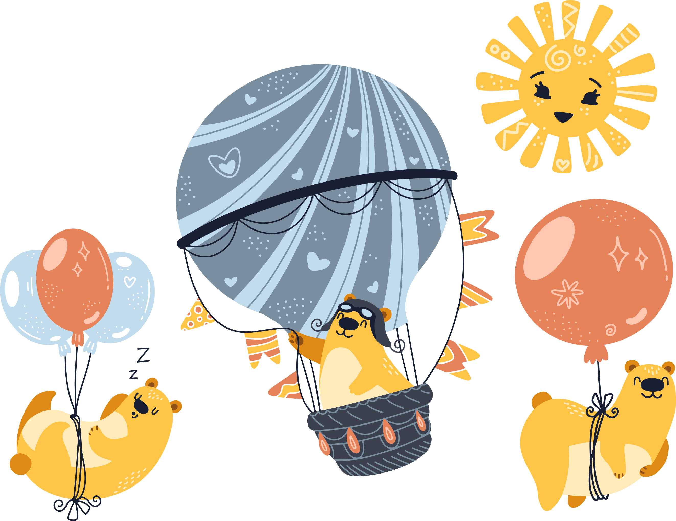 Tapis vinyle animal animaux suspendus à des ballons - TenStickers