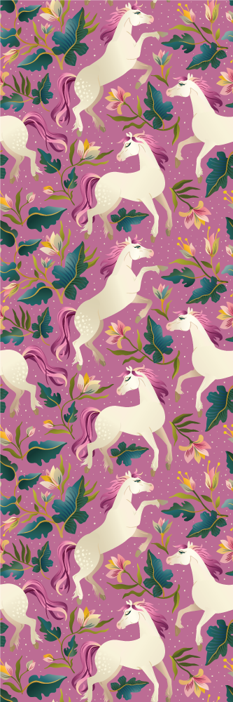 Tapis vinyle animal design floral et rose de cheval - TenStickers