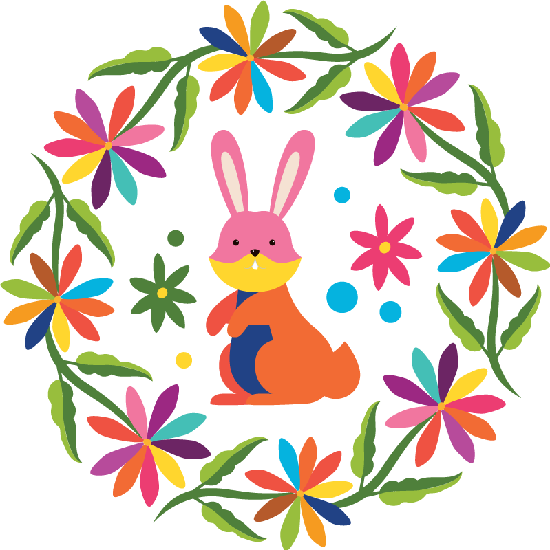 Tapis vinyle animal design lapin coloré - TenStickers