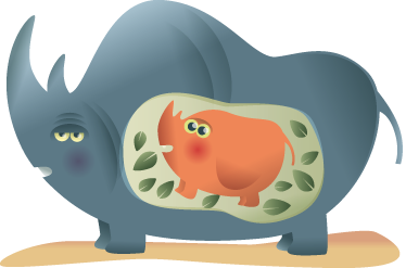 Tapis vinyle animal mère rhinocéros enceinte - TenStickers