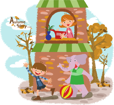 Tapis vinyle animal éléphant et enfants jouant - TenStickers