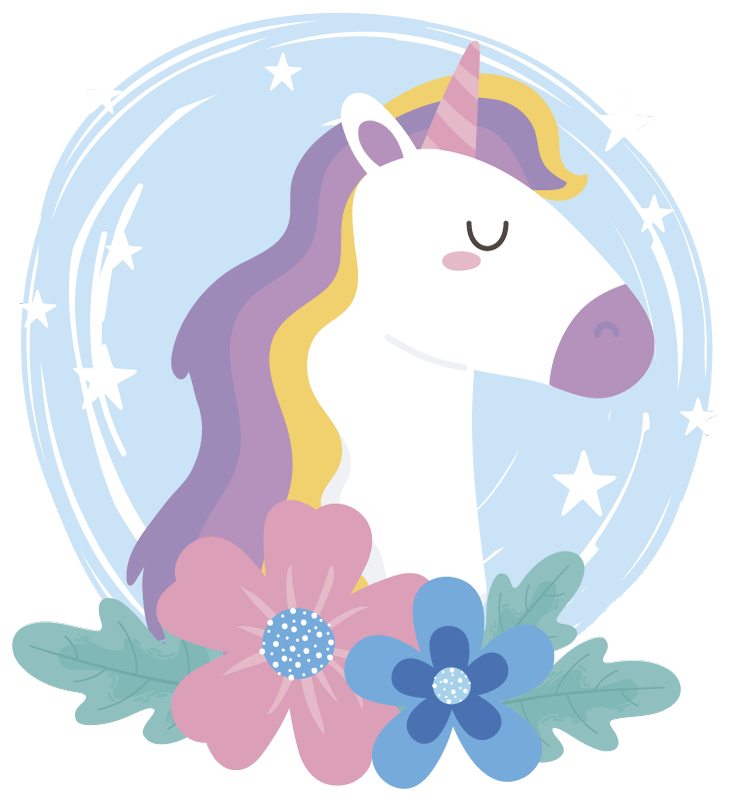 Tapis vinyle animal licorne aux cheveux brillants - TenStickers