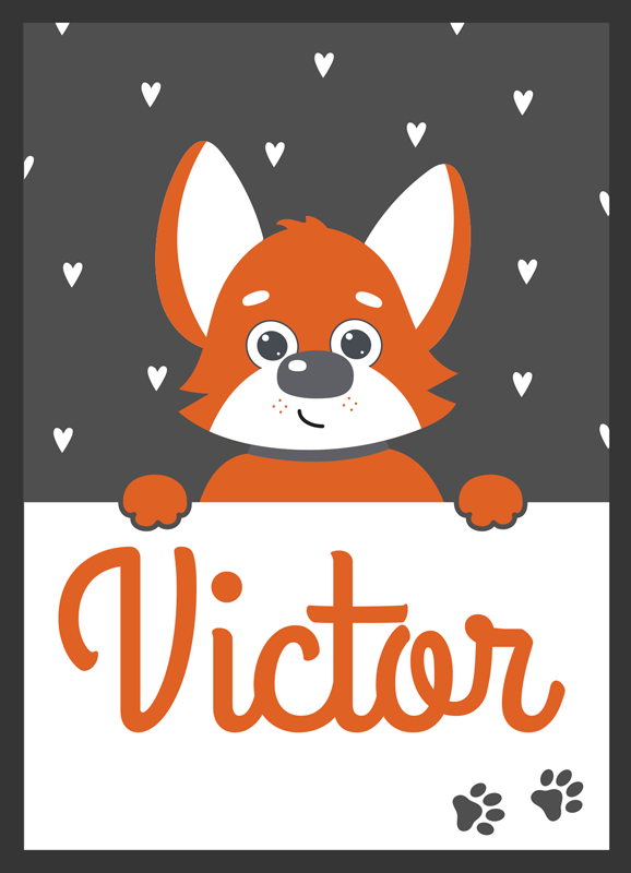 Tapis vinyle animal affiche enfant avec prénom - TenStickers