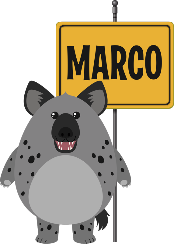 Tapis vinyle animal hyène sauvage avec nom - TenStickers