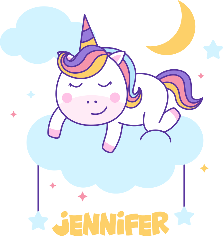 Tapis vinyle animal licorne personnalisée arc-en-ciel - TenStickers