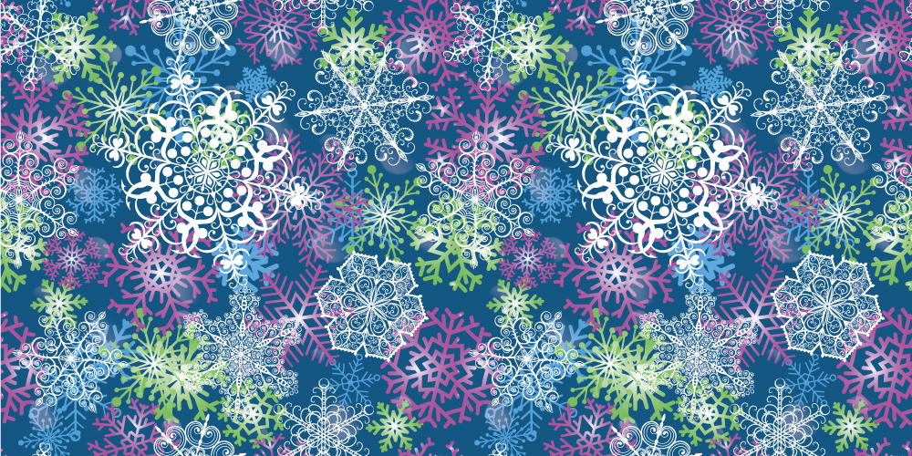 Tapis vinyle noël flocons de neige sur fond bleu - TenStickers