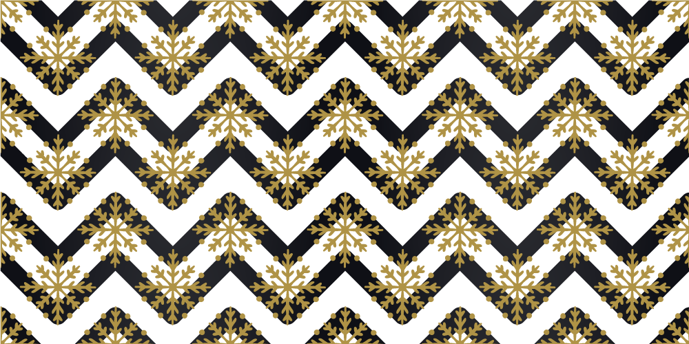 Tapis vinyle noël flocons dorés sur rayures zigzag - TenStickers